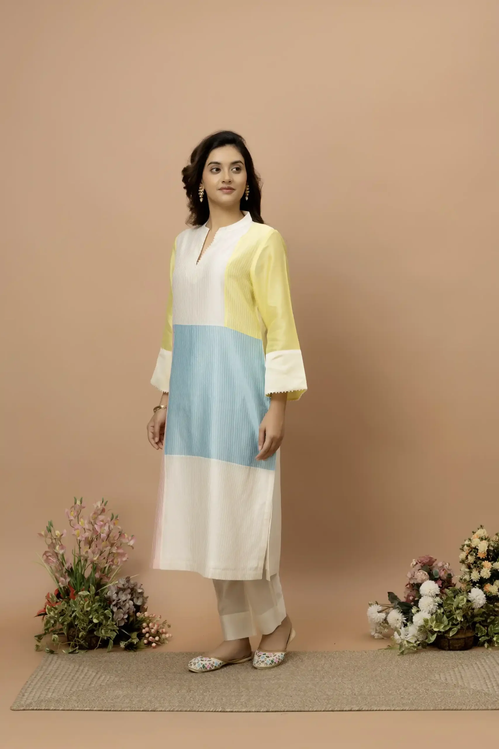 Handwoven multicolor chanderi kurta sets